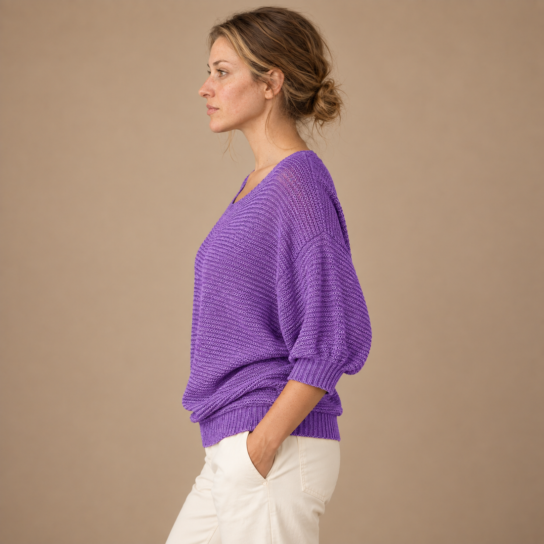 Glatstrikket sweater til dame