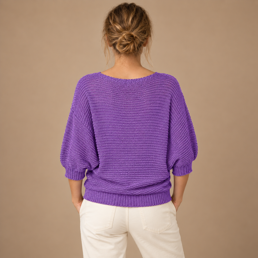 Glatstrikket sweater til dame