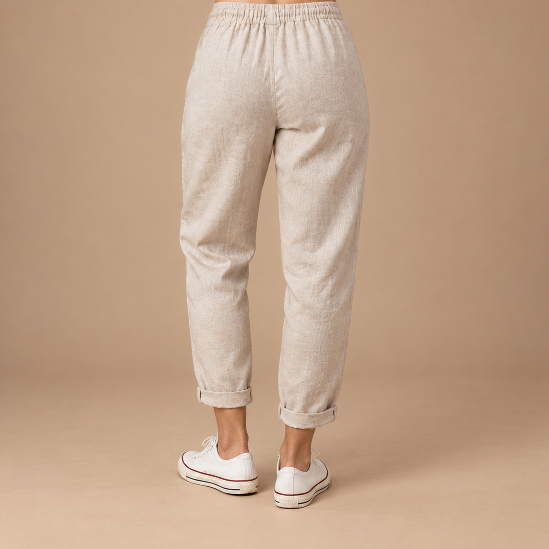 Slim fit damebukser med snøre i taljen
