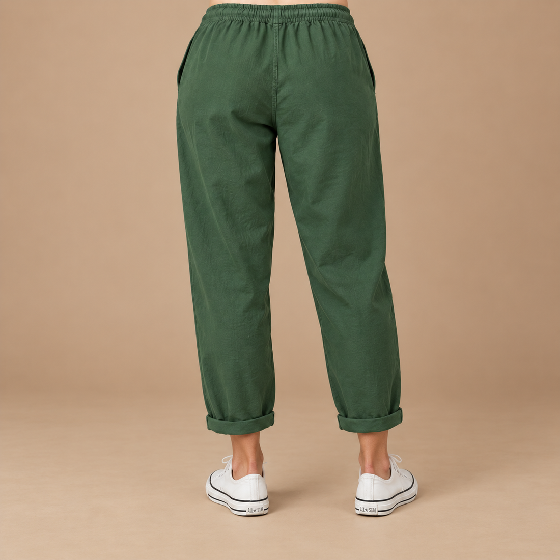 Slim fit damebukser med snøre i taljen