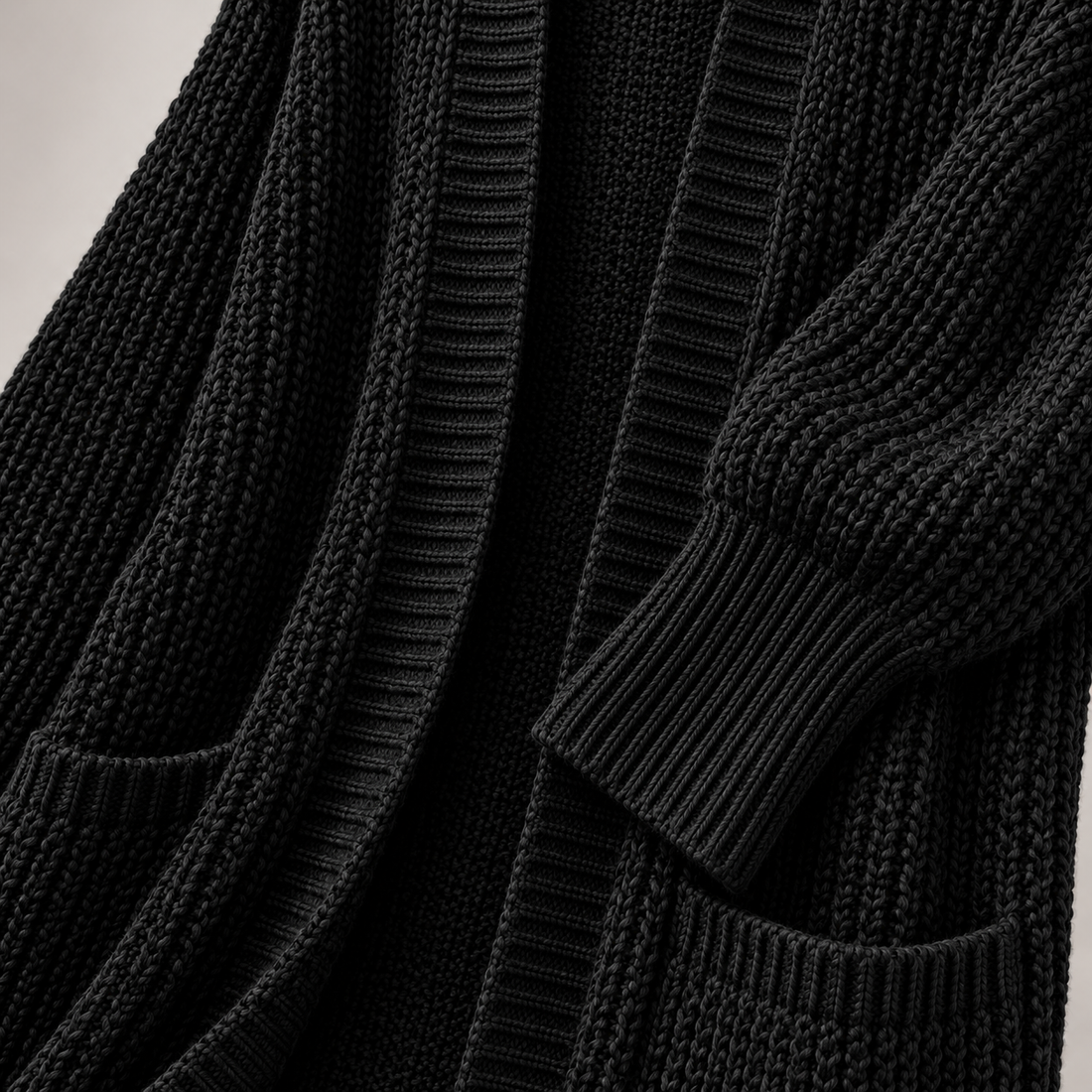 Lang oversized strikcardigan til dame