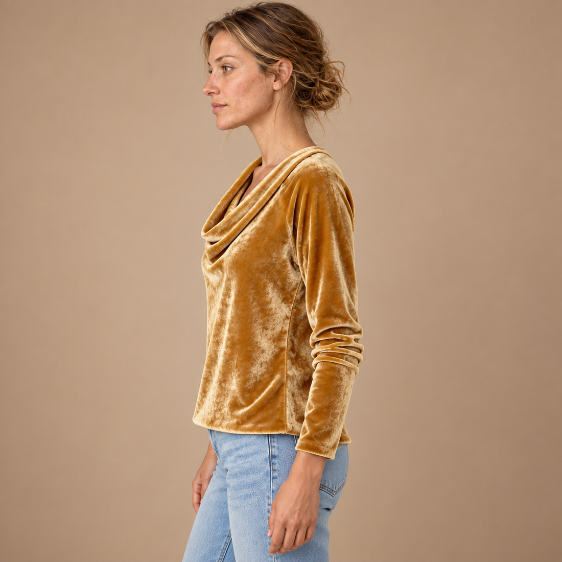 Draperet bluse til dame, strygefri