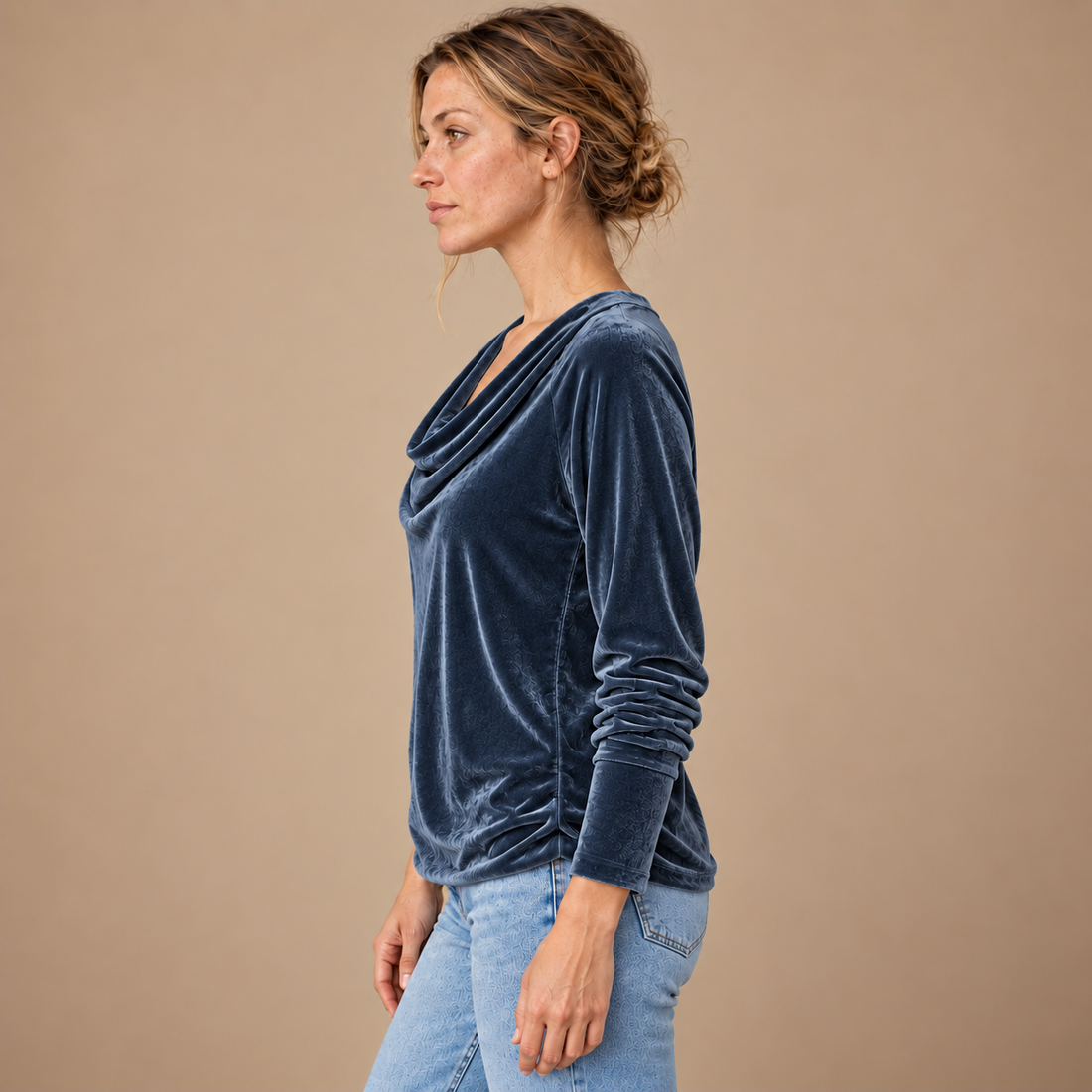 Draperet bluse til dame, strygefri