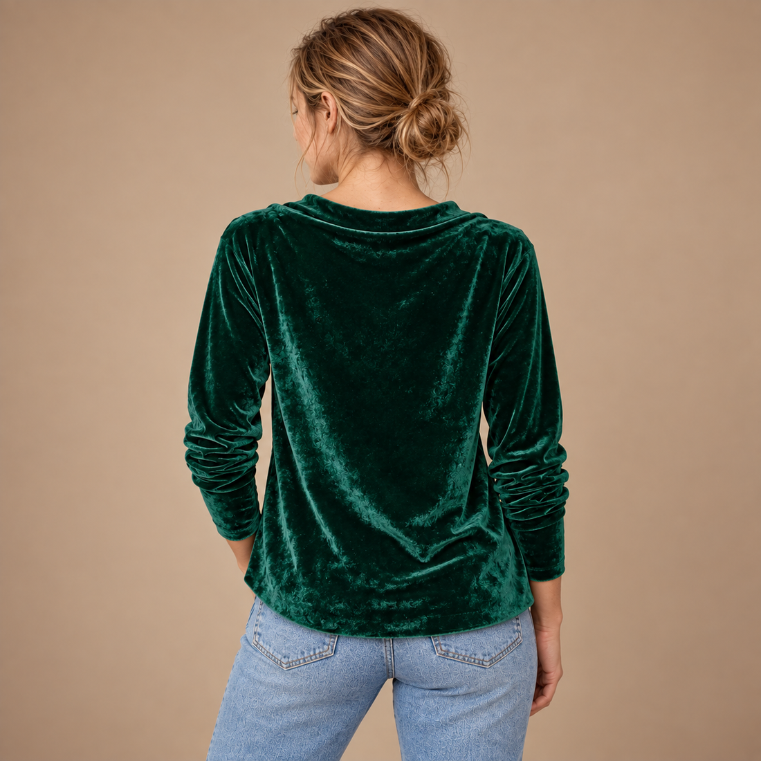 Draperet bluse til dame, strygefri