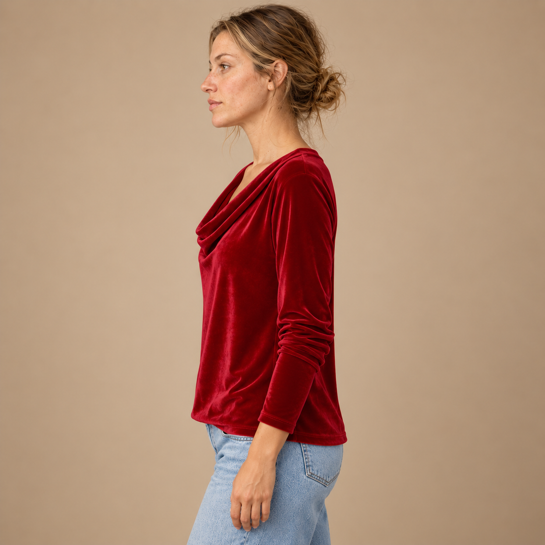 Draperet bluse til dame, strygefri
