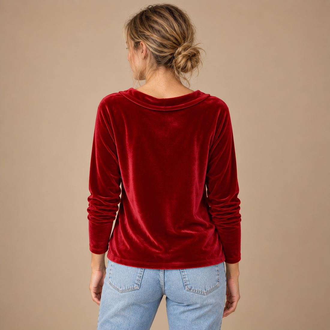 Draperet bluse til dame, strygefri