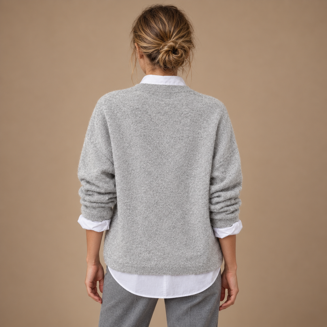 Damesweater med glat overflade