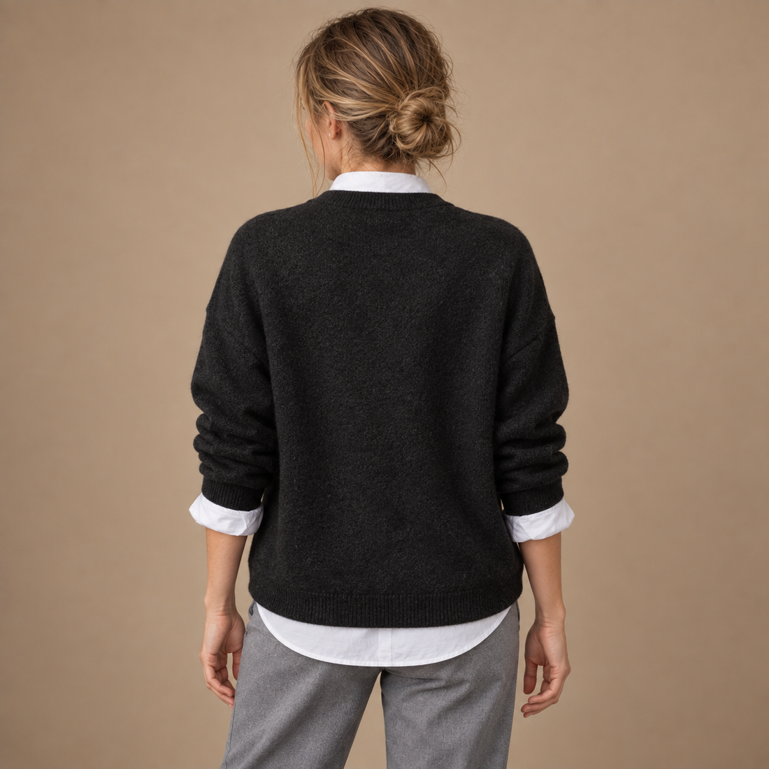 Damesweater med glat overflade