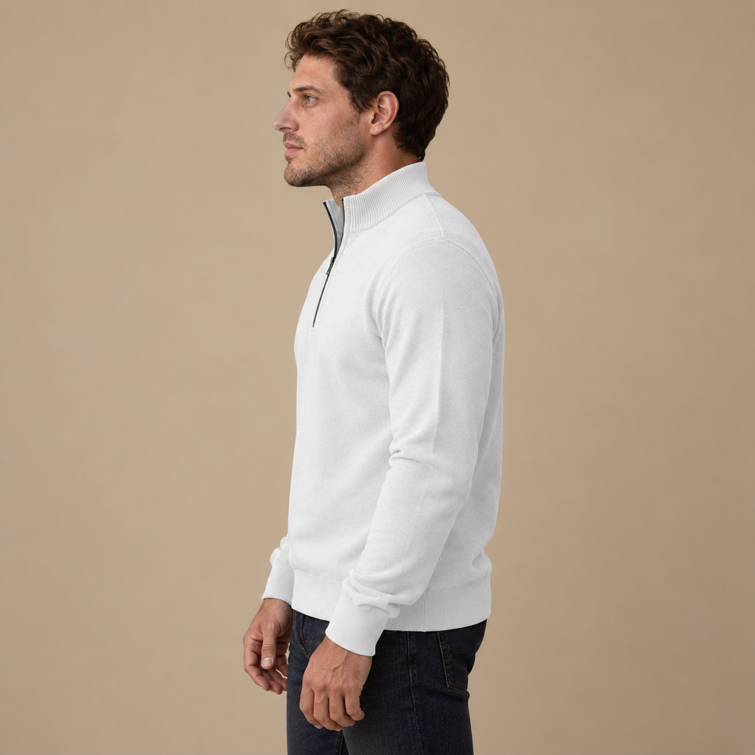 Herresweater med gennemgående lynlås