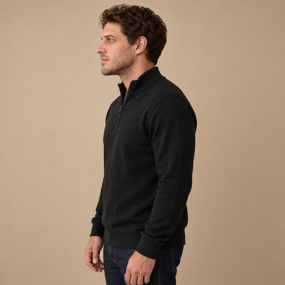 Herresweater med gennemgående lynlås