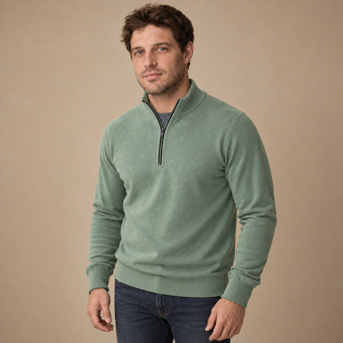 Herresweater med gennemgående lynlås