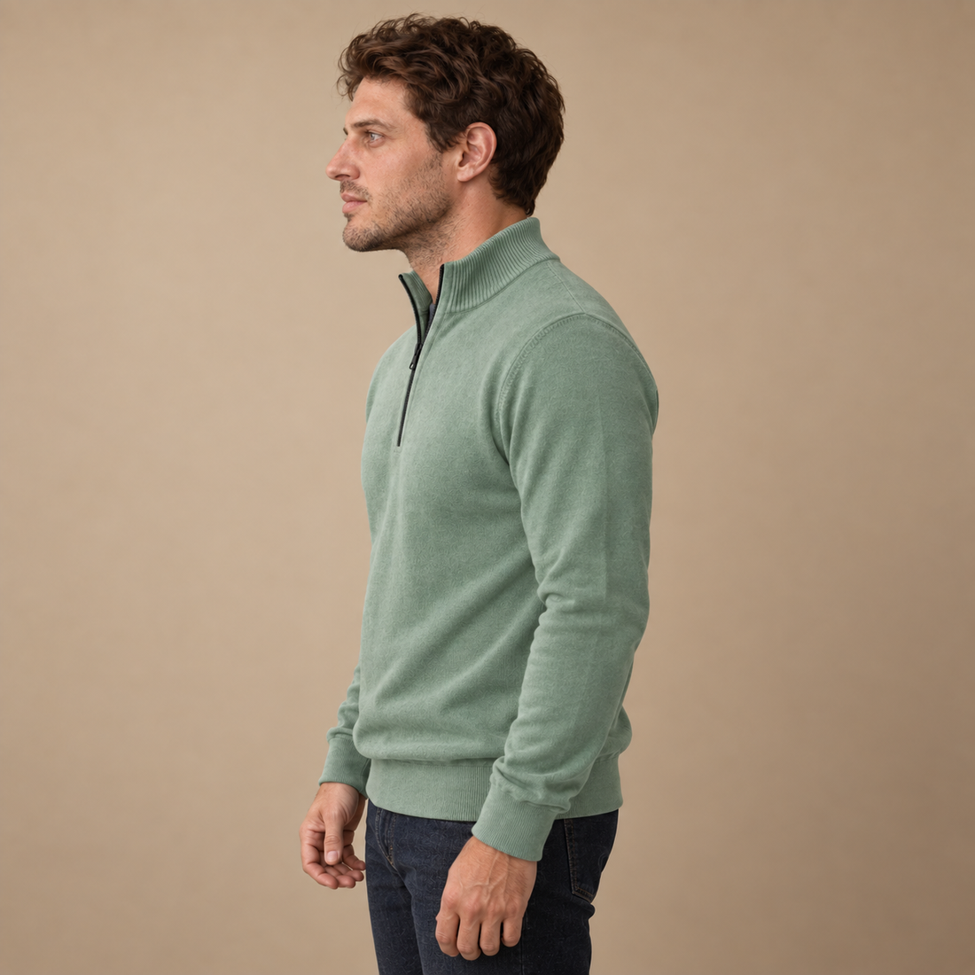 Herresweater med gennemgående lynlås