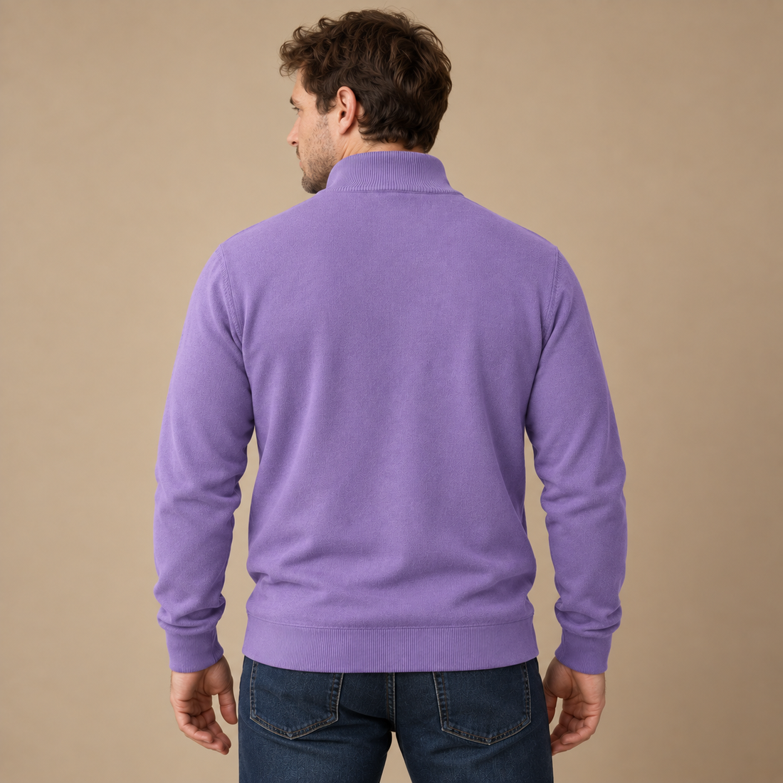 Herresweater med gennemgående lynlås