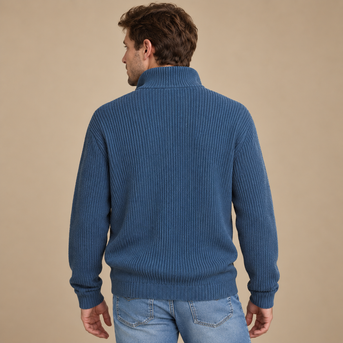 Herresweater med halv lynlås i åndbart materiale