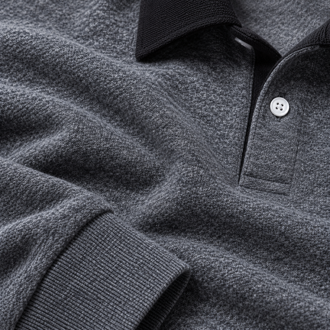 Herresweater med krave og slank pasform