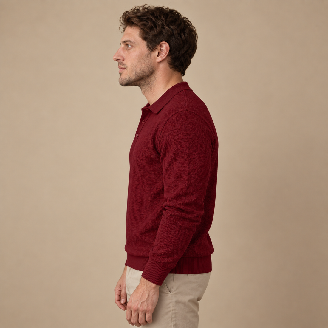Herresweater med polokrave