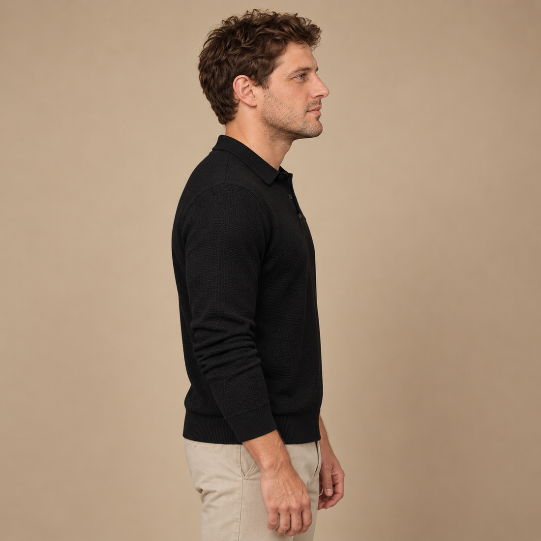 Herresweater med polokrave