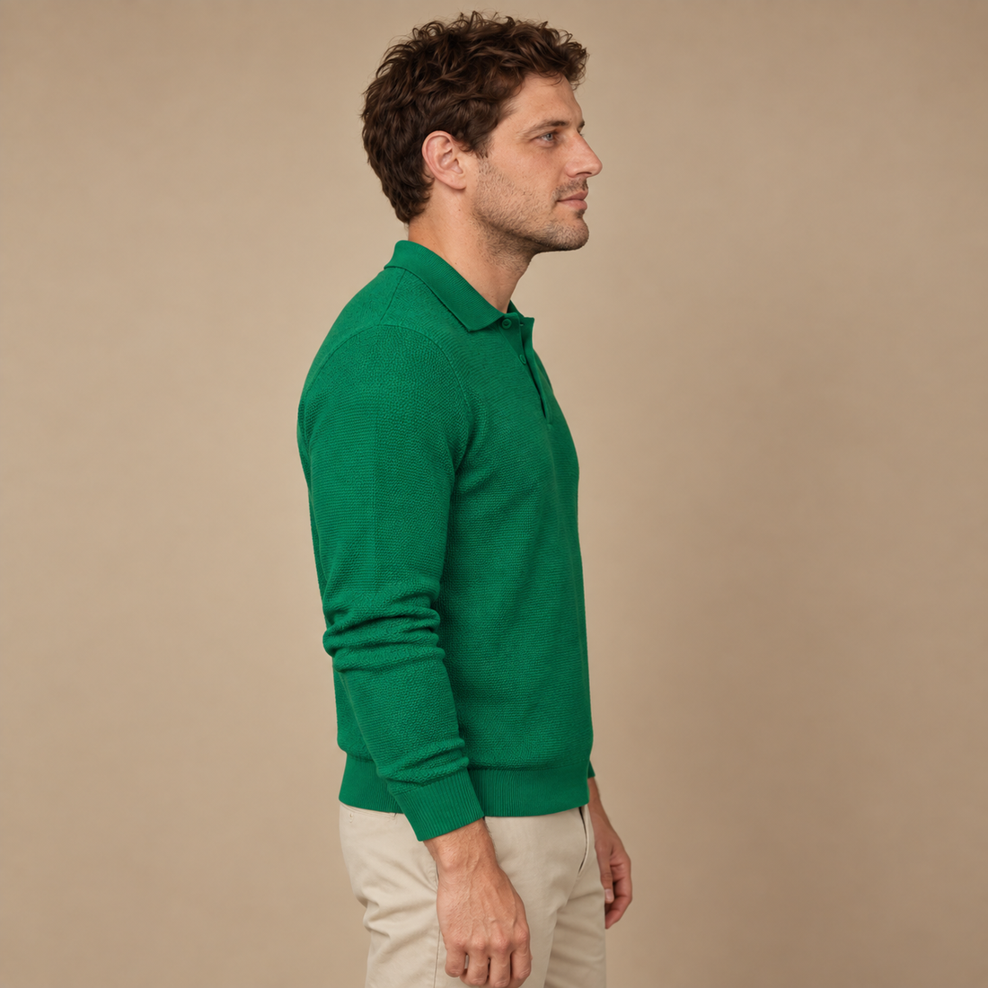 Herresweater med polokrave