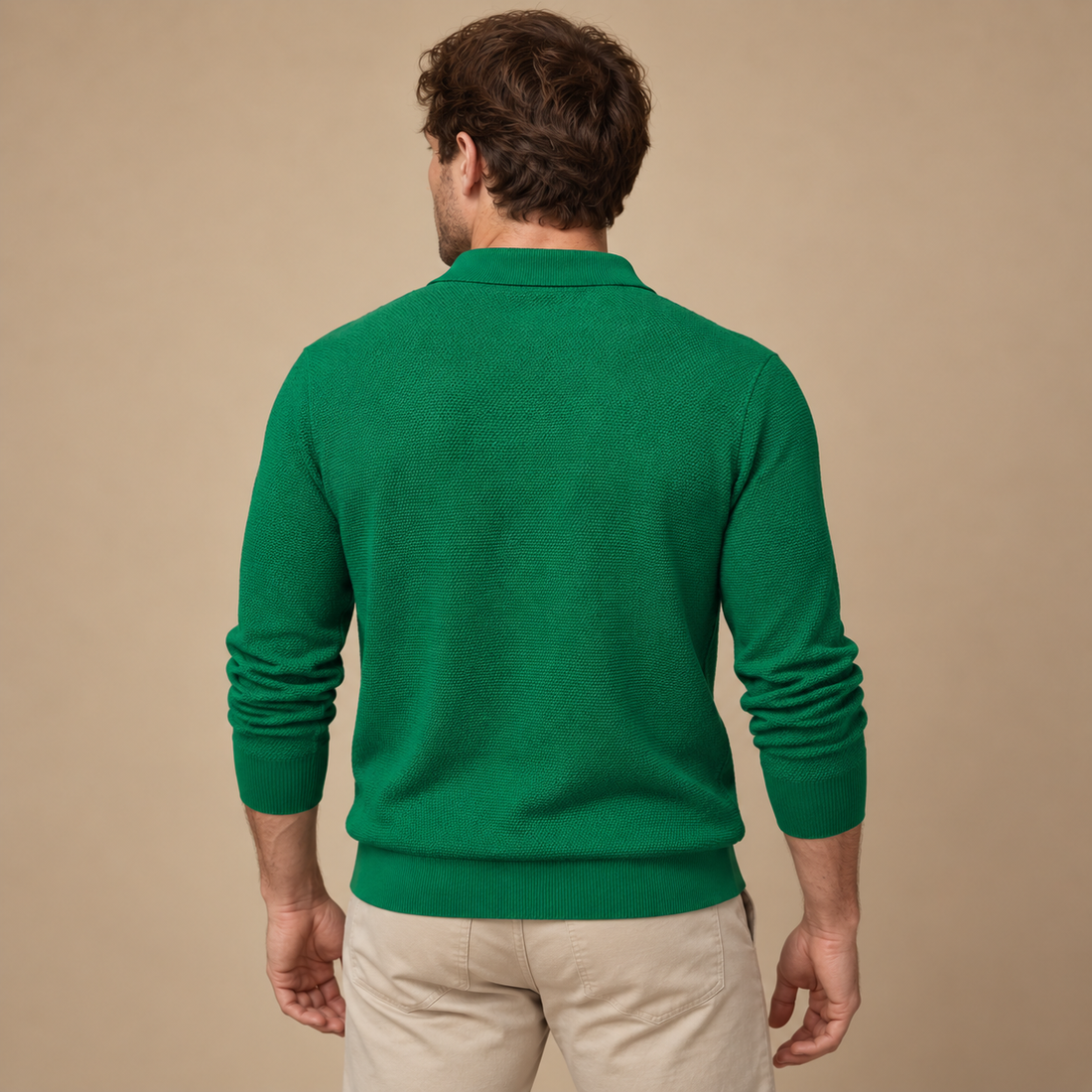 Herresweater med polokrave