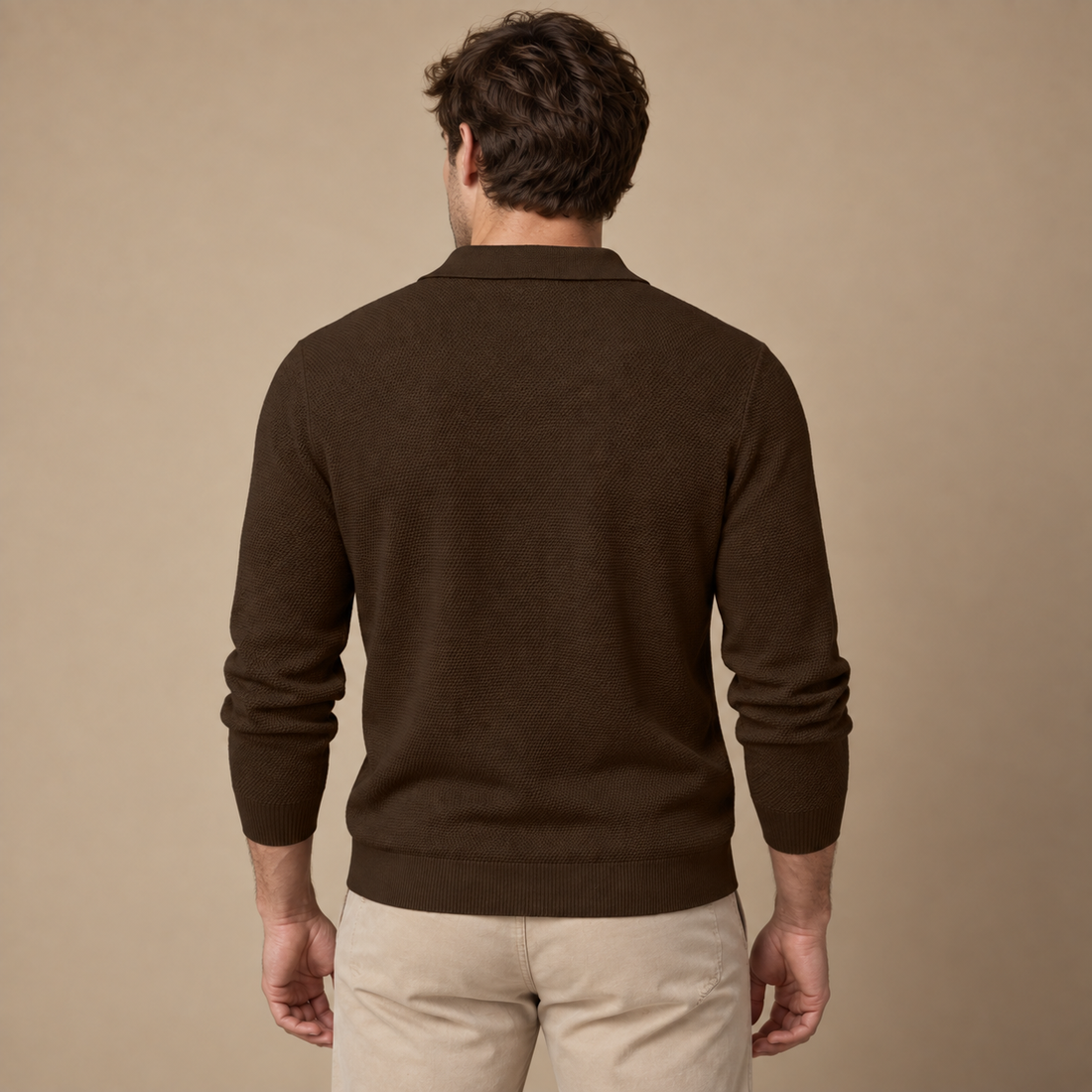 Herresweater med polokrave