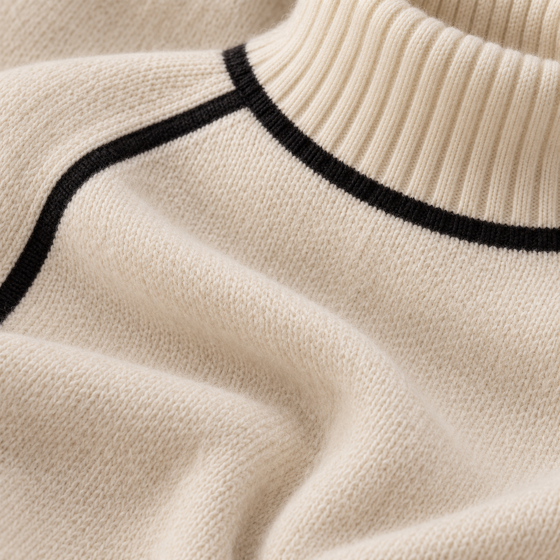 Rullekravesweater til dame med figurnær pasform