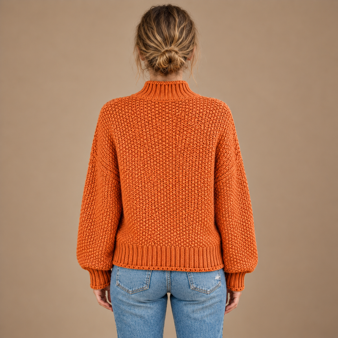 Strikket damesweater i slim fit
