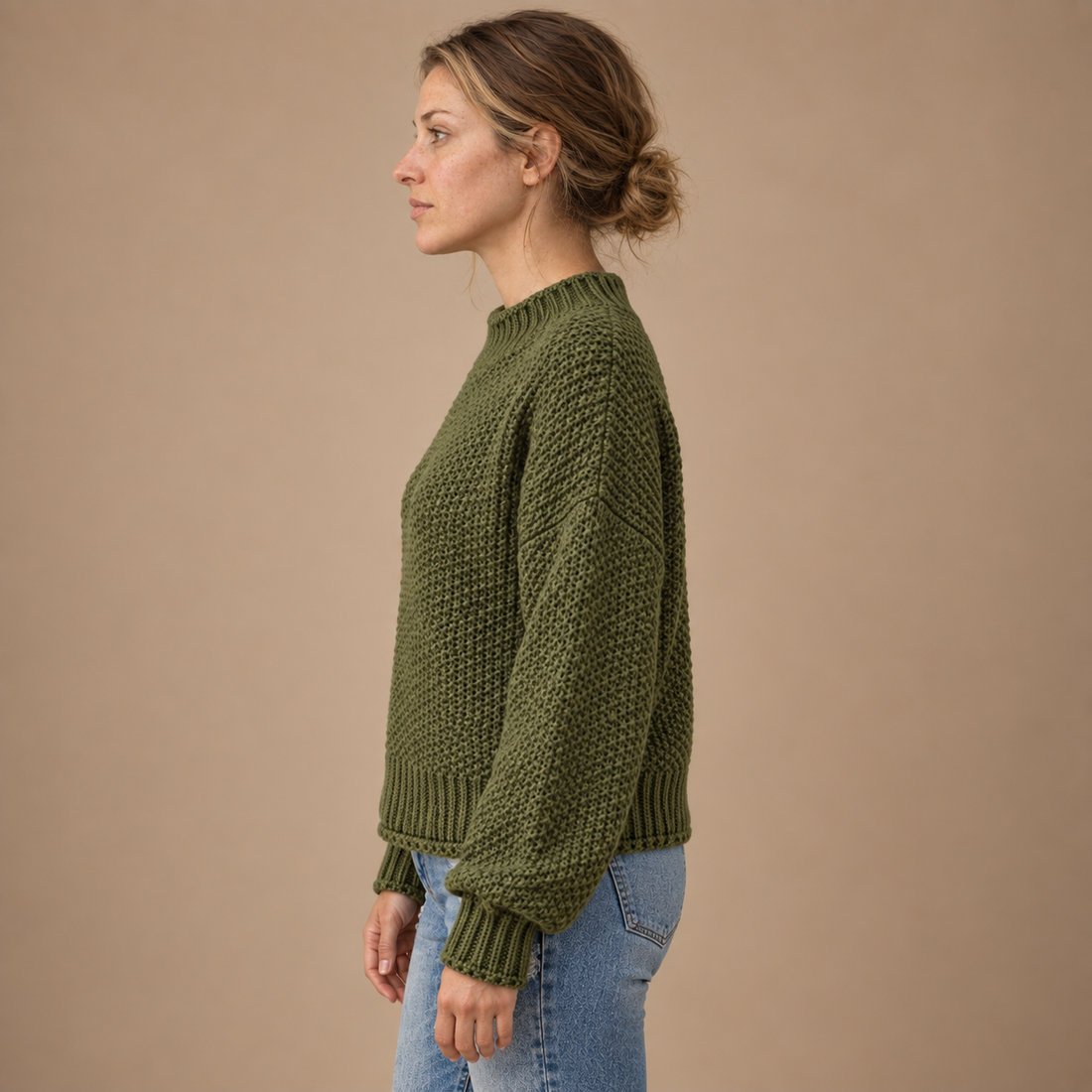 Strikket damesweater i slim fit
