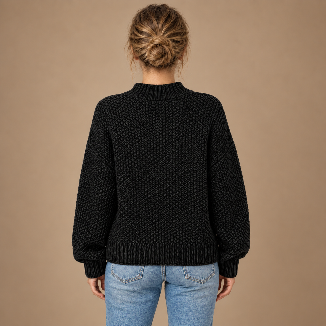 Strikket damesweater i slim fit