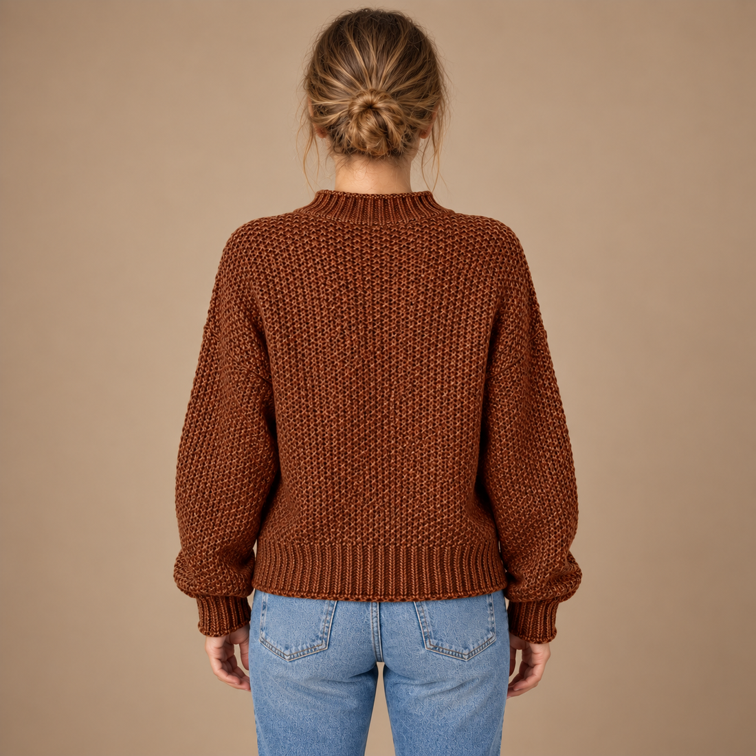 Strikket damesweater i slim fit