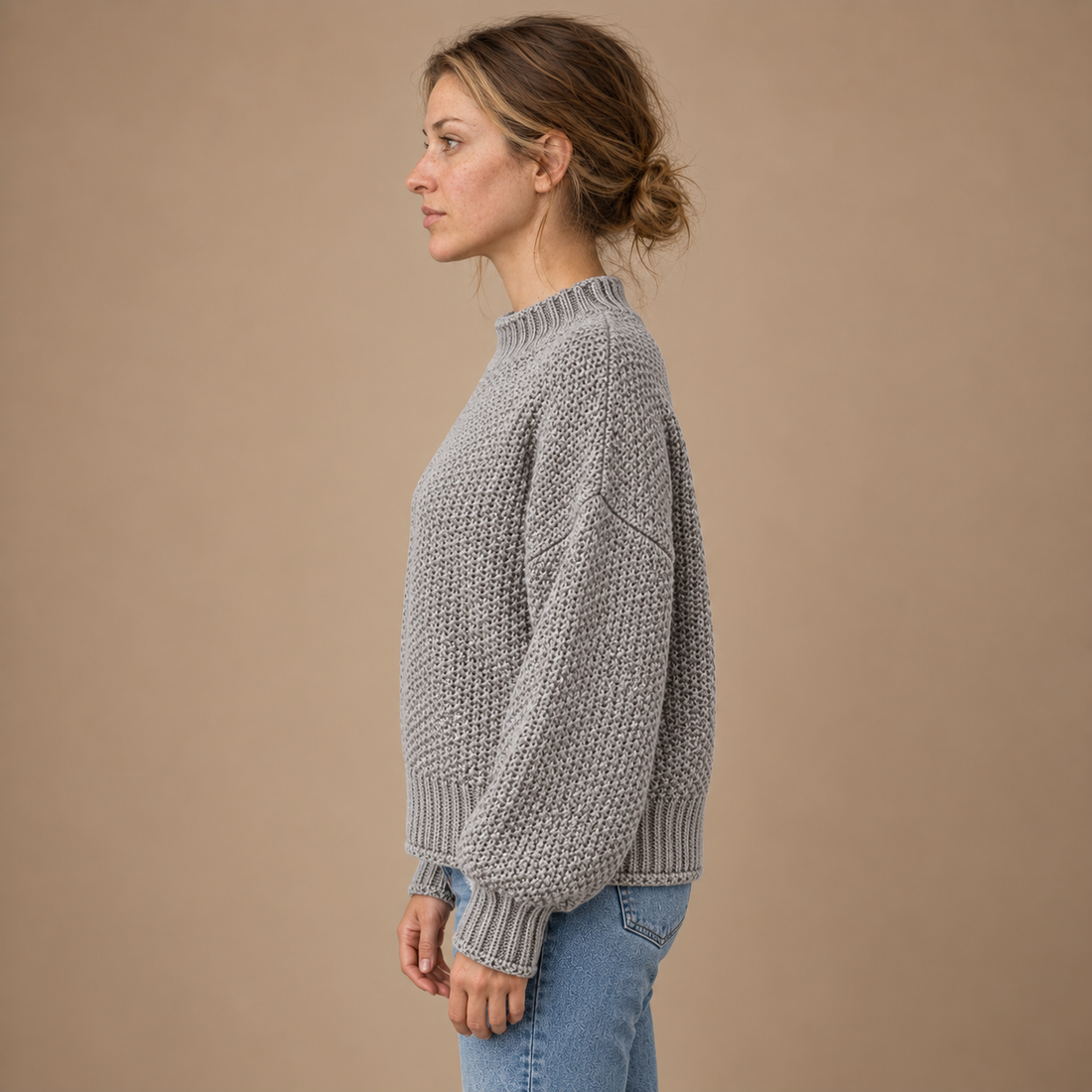 Strikket damesweater i slim fit