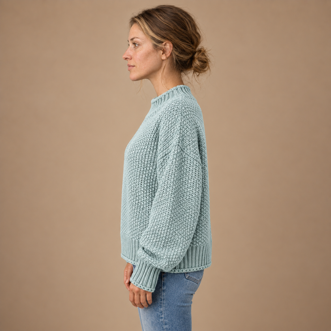 Strikket damesweater i slim fit