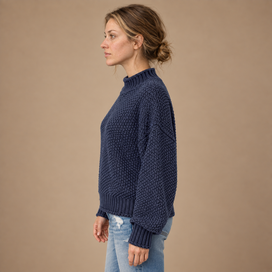 Strikket damesweater i slim fit
