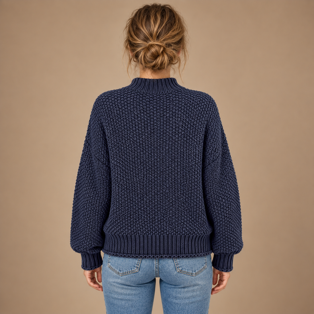 Strikket damesweater i slim fit