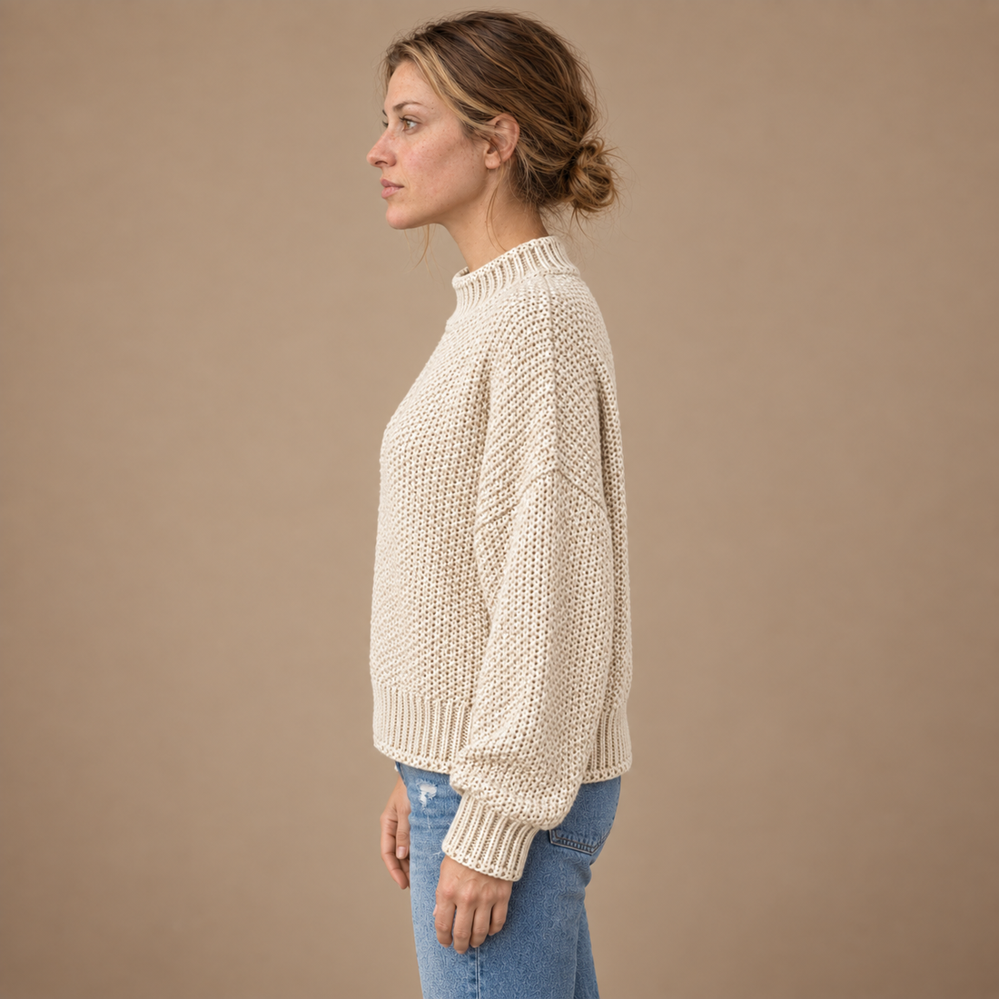 Strikket damesweater i slim fit