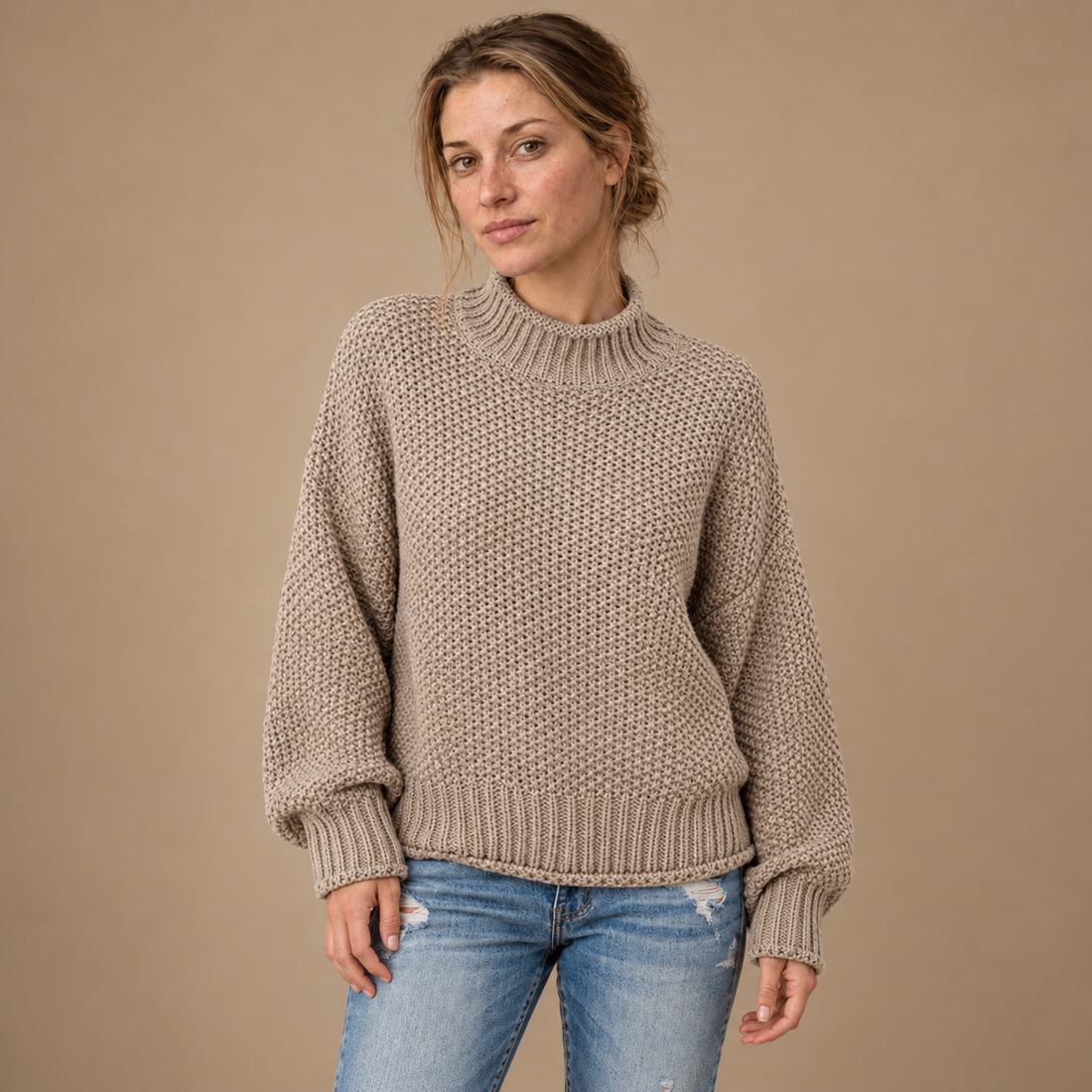 Strikket damesweater i slim fit