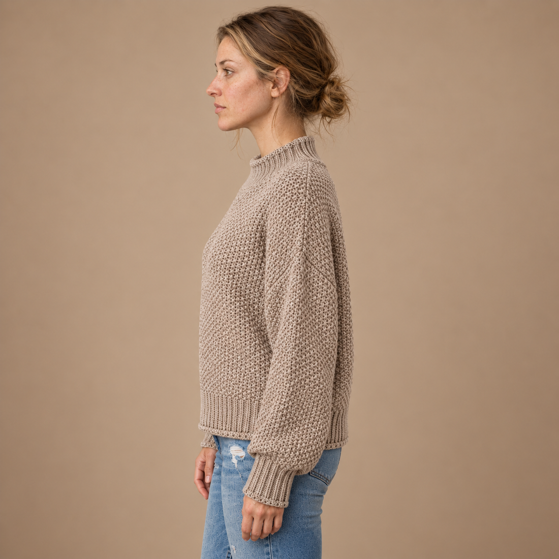 Strikket damesweater i slim fit