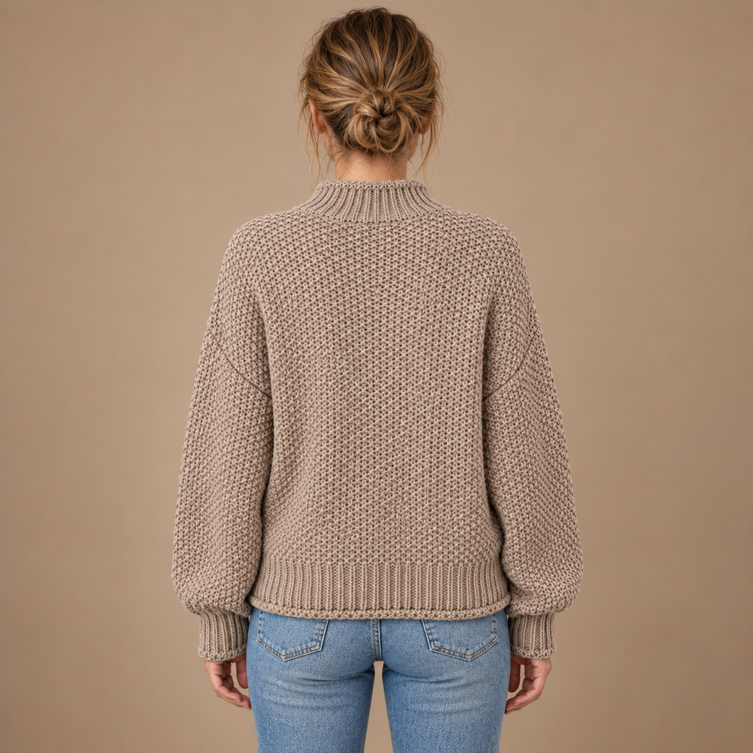 Strikket damesweater i slim fit