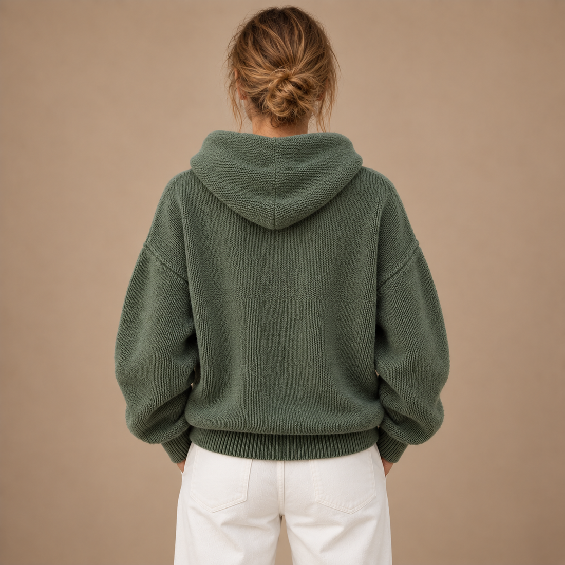 Hoodie til dame med sjalskrave
