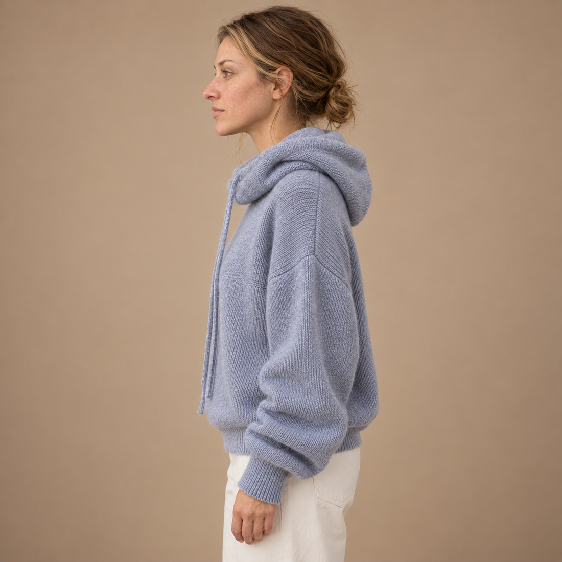 Hoodie til dame med sjalskrave