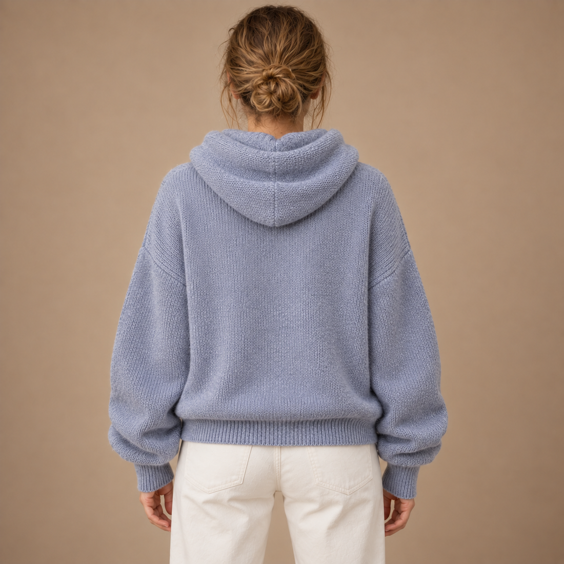 Hoodie til dame med sjalskrave