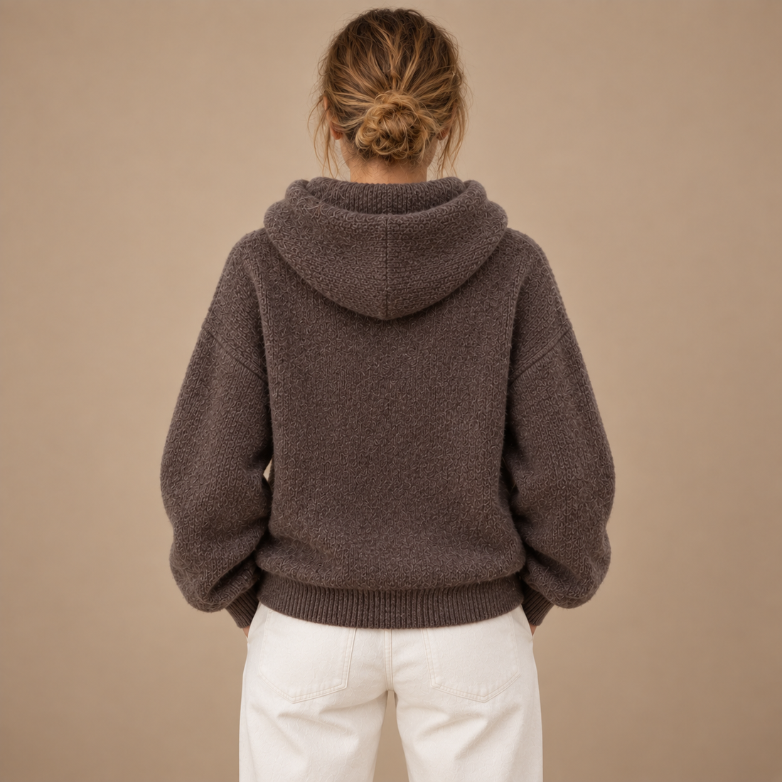 Hoodie til dame med sjalskrave