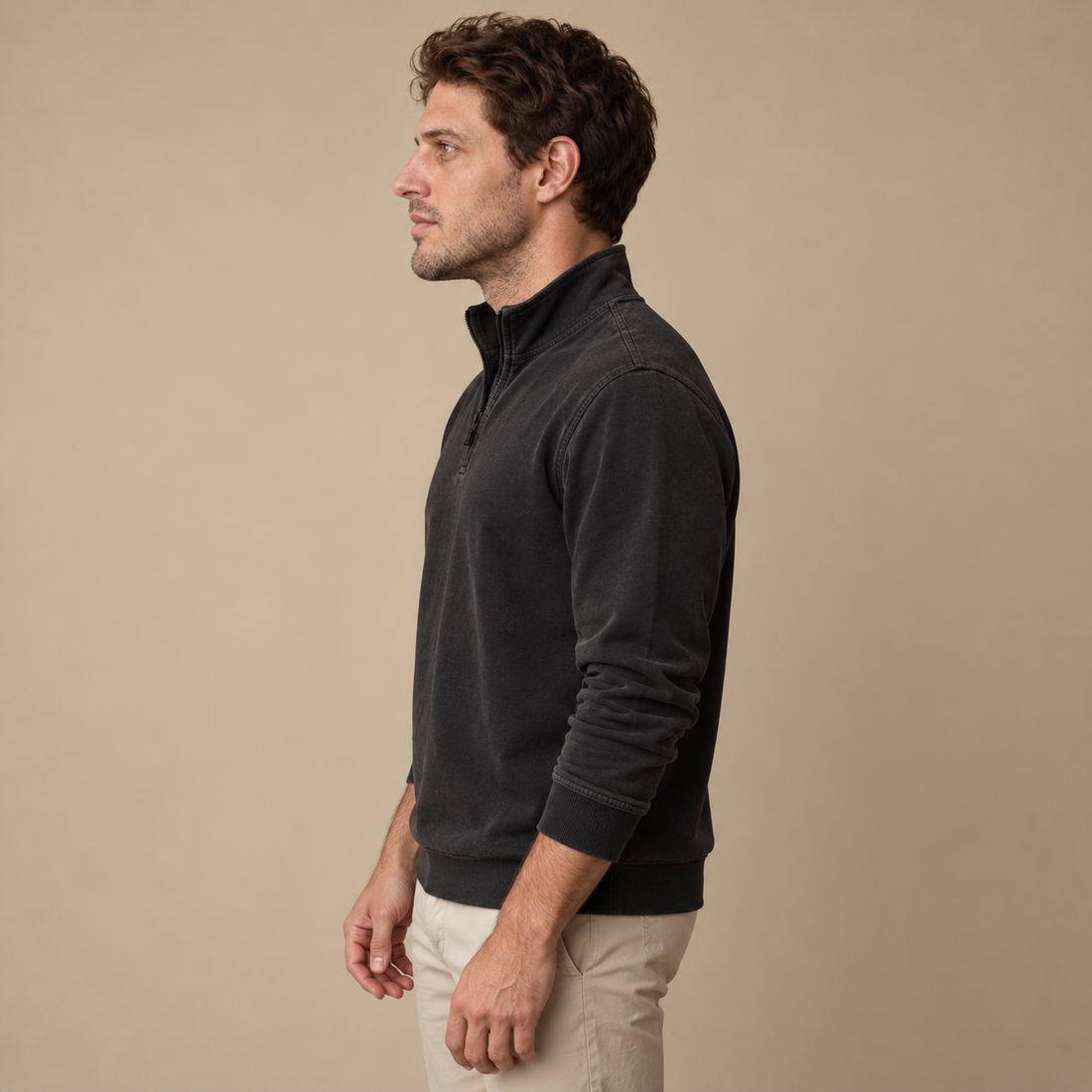 Herresweater med lynlås
