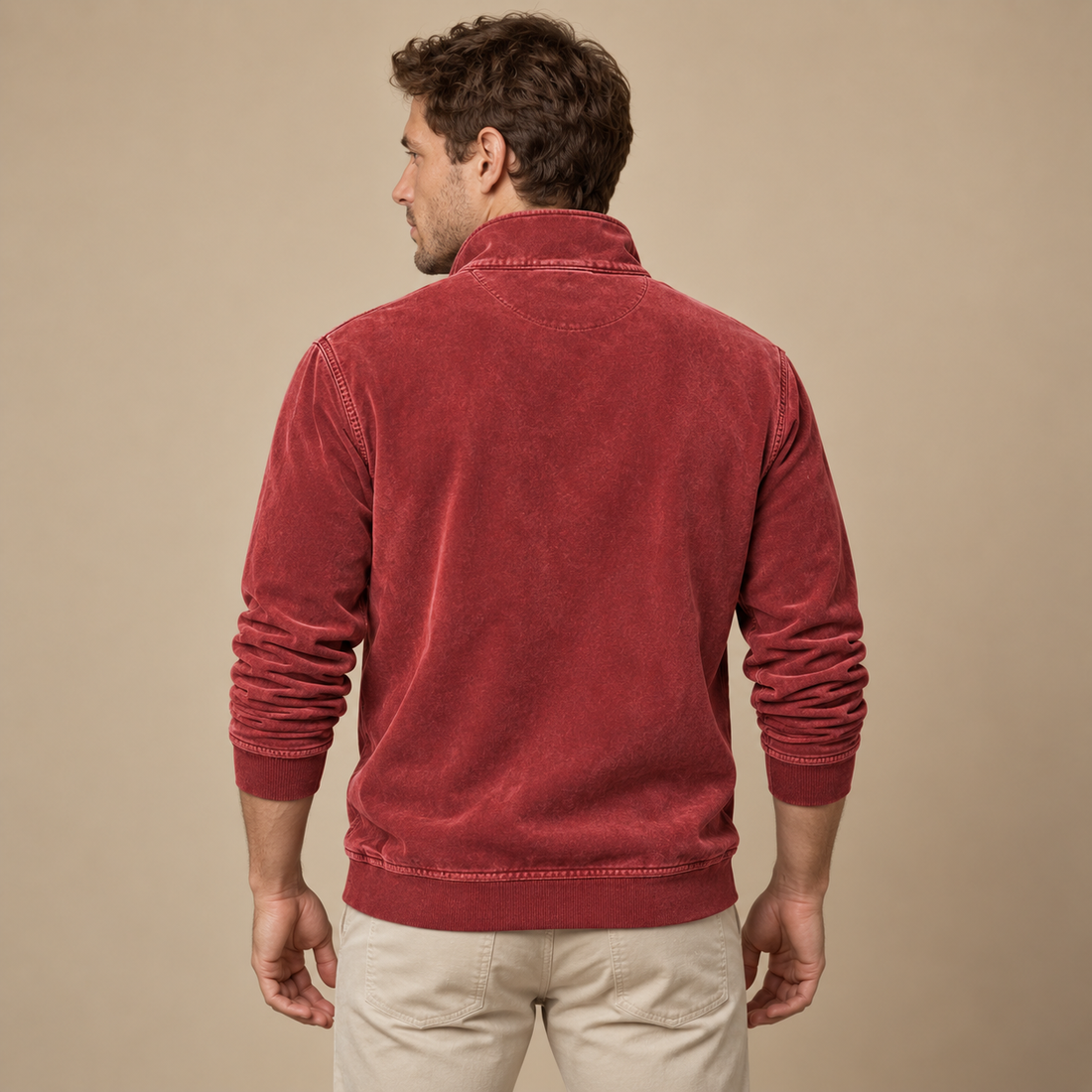 Herresweater med lynlås