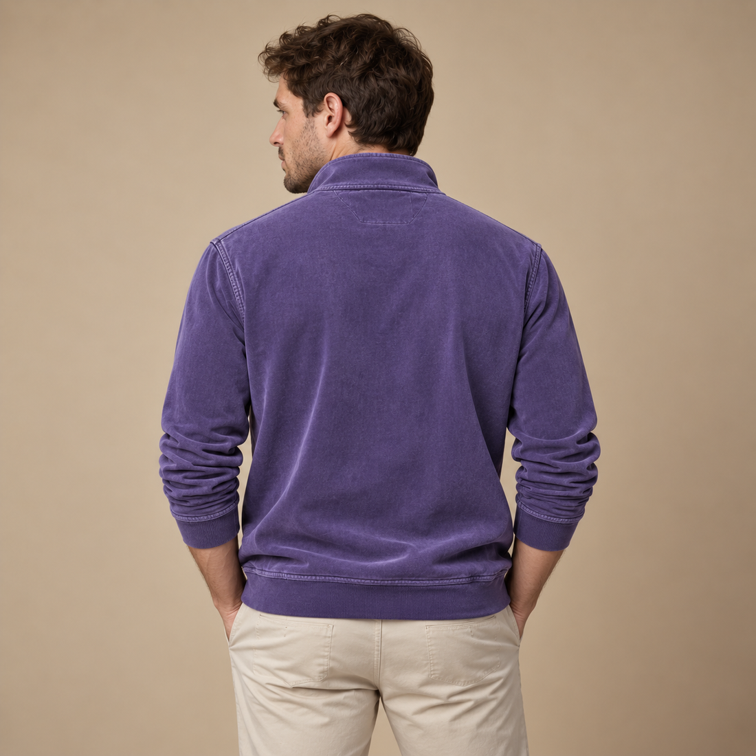 Herresweater med lynlås