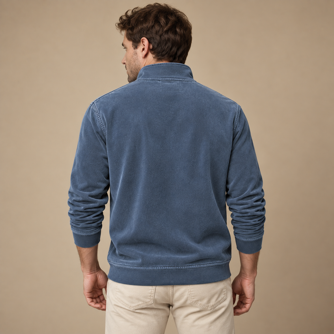 Herresweater med lynlås