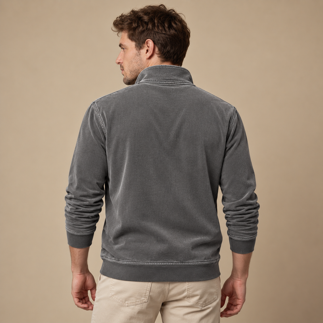 Herresweater med lynlås