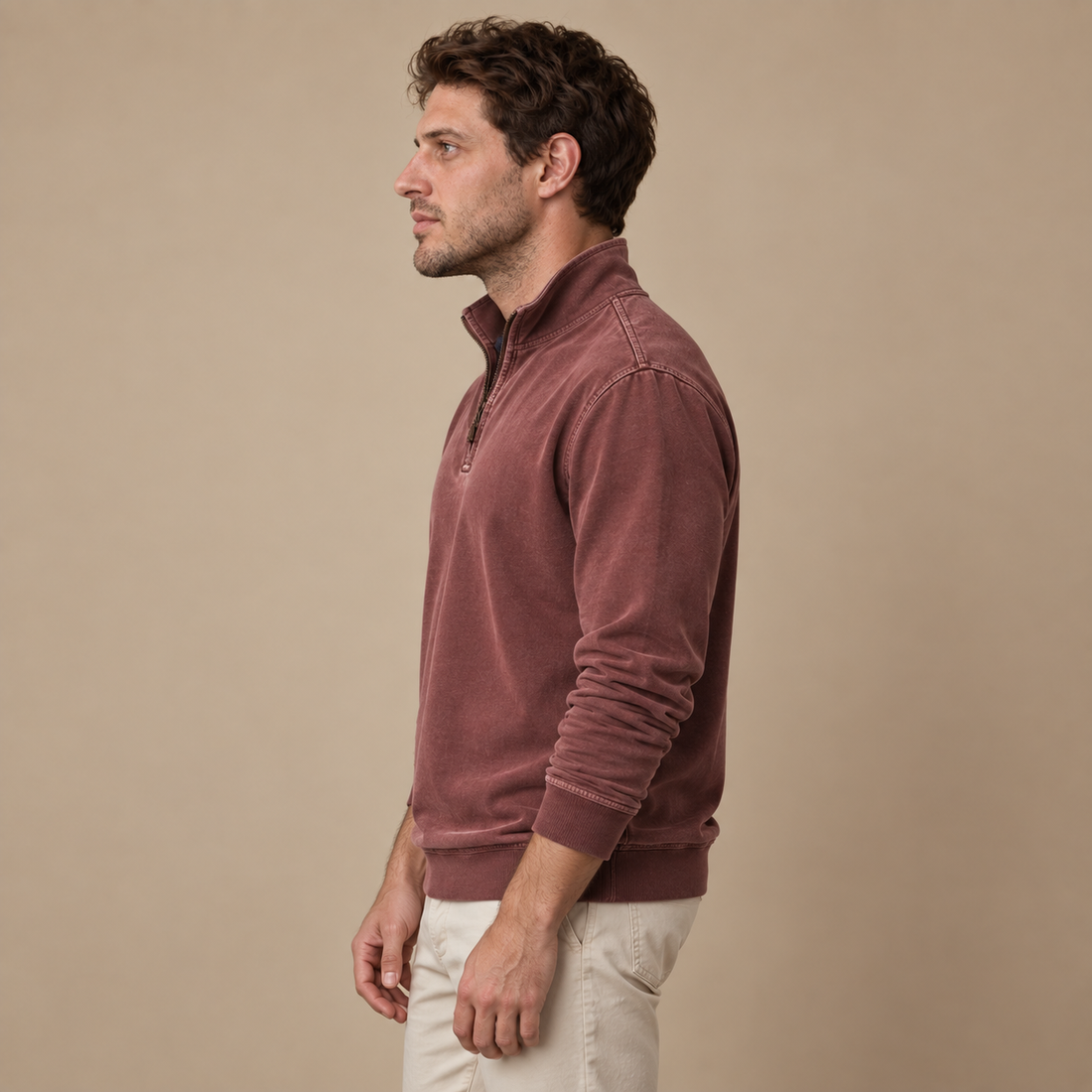 Herresweater med lynlås