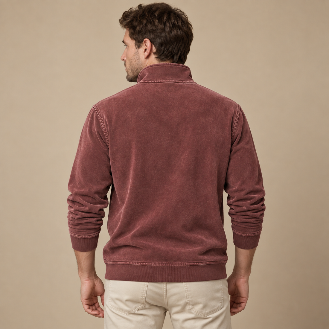 Herresweater med lynlås