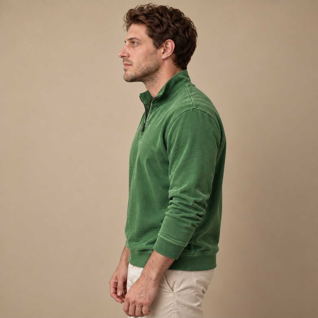 Herresweater med lynlås