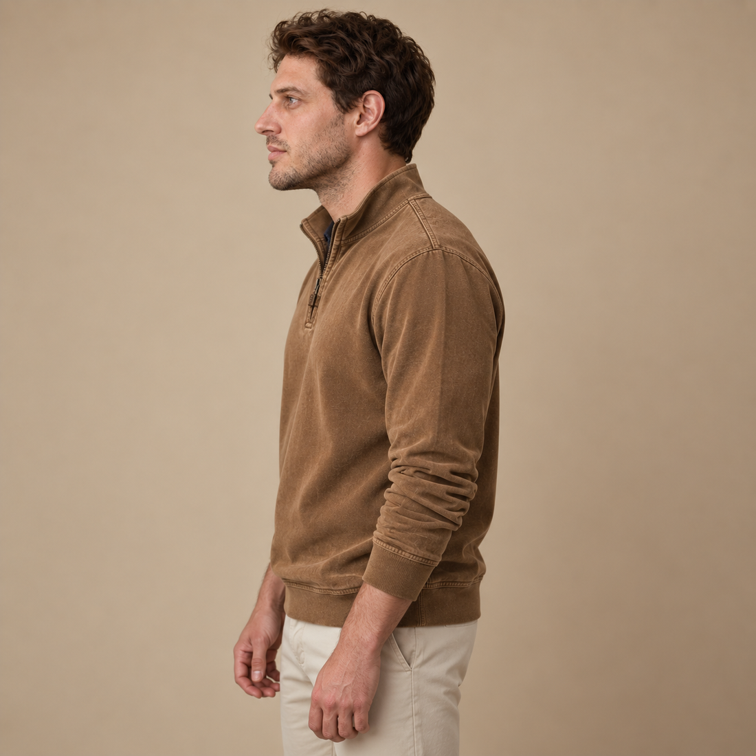 Herresweater med lynlås